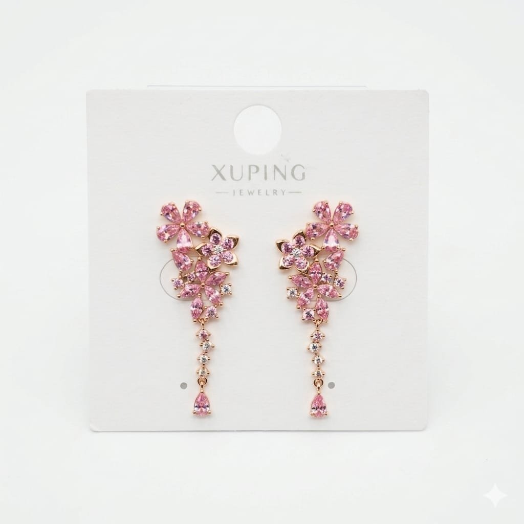 Pink Flower Drop Earring